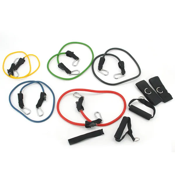 5-piece resistance band workout set with handles and multiple resistance bands