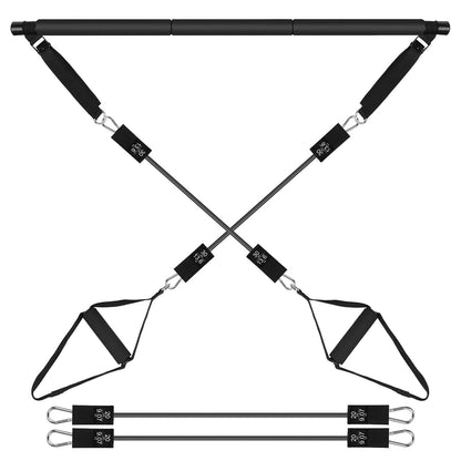Pilates bar resistance training equipment with adjustable bands