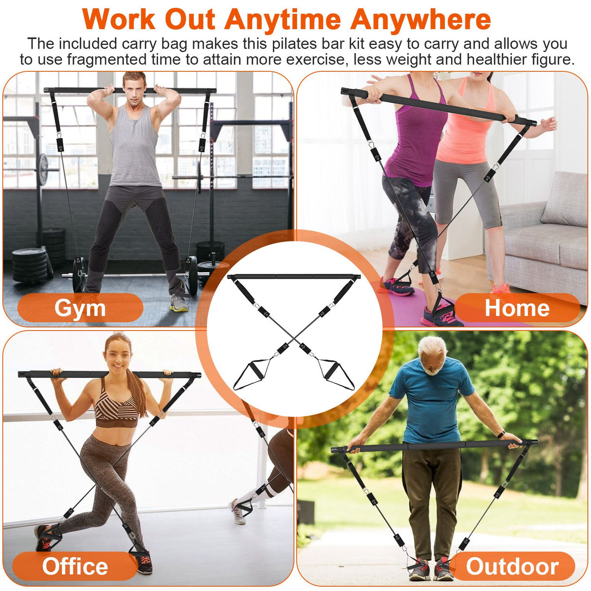 Pilates resistance band kit accessories for home fitness training