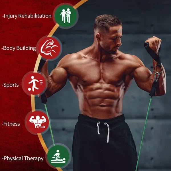 man using resistance bands for strength training and fitness workout